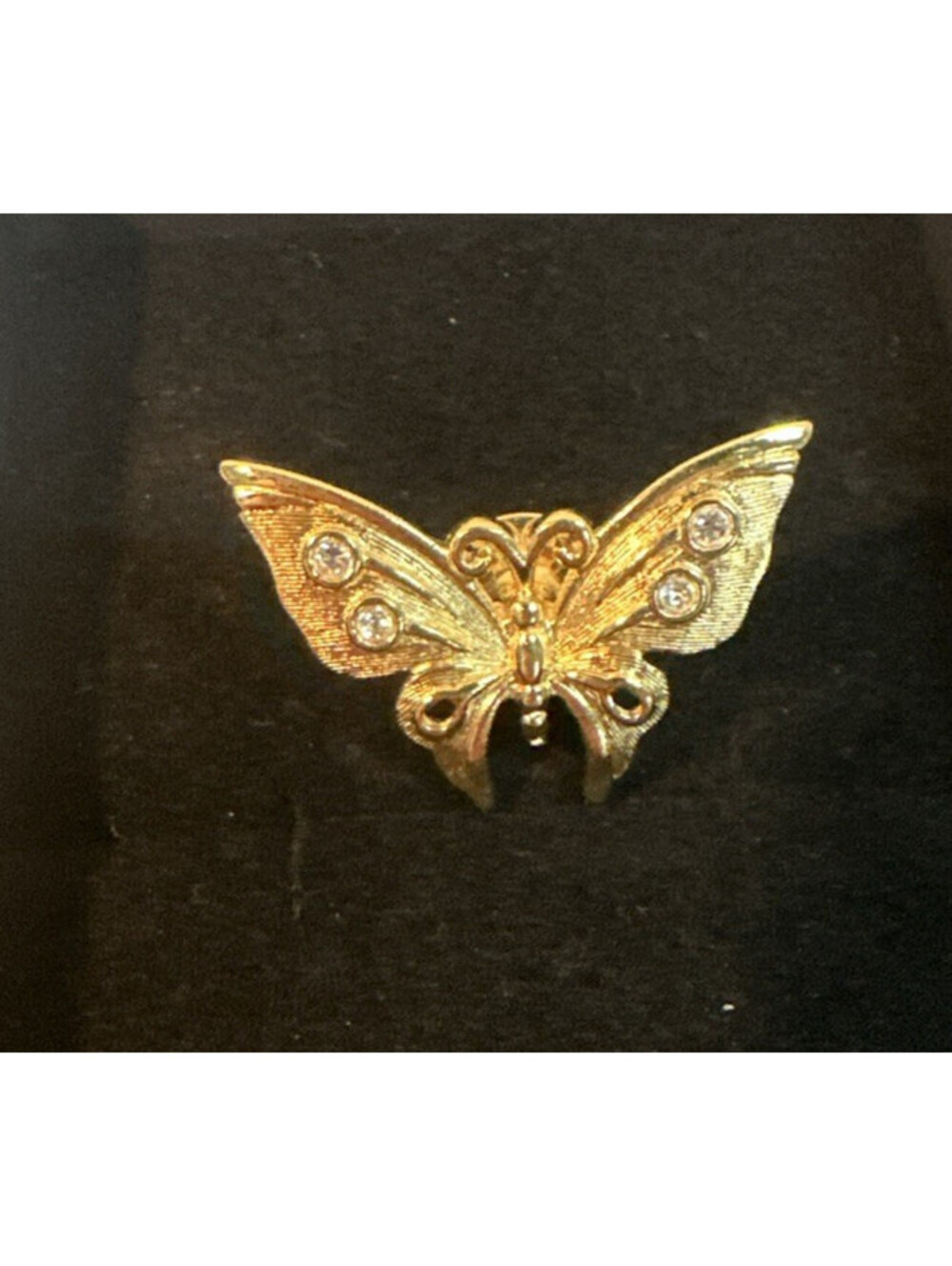 Avon Butterfly Brooch Pin Enamel Glass Rhinestone Gold Tone Vintage